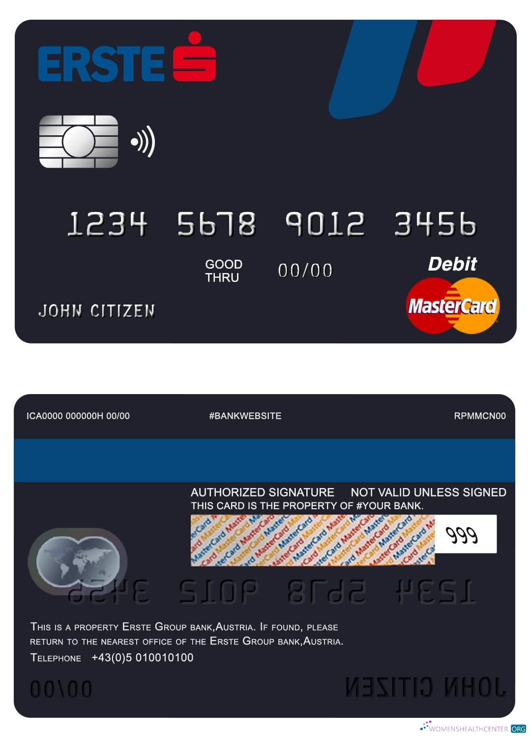Download Austria Erste Group bank mastercard Photoshop template